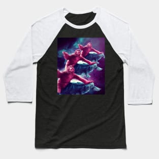 Crazy Funny Space Sloth Riding On Turtle Baseball T-Shirt